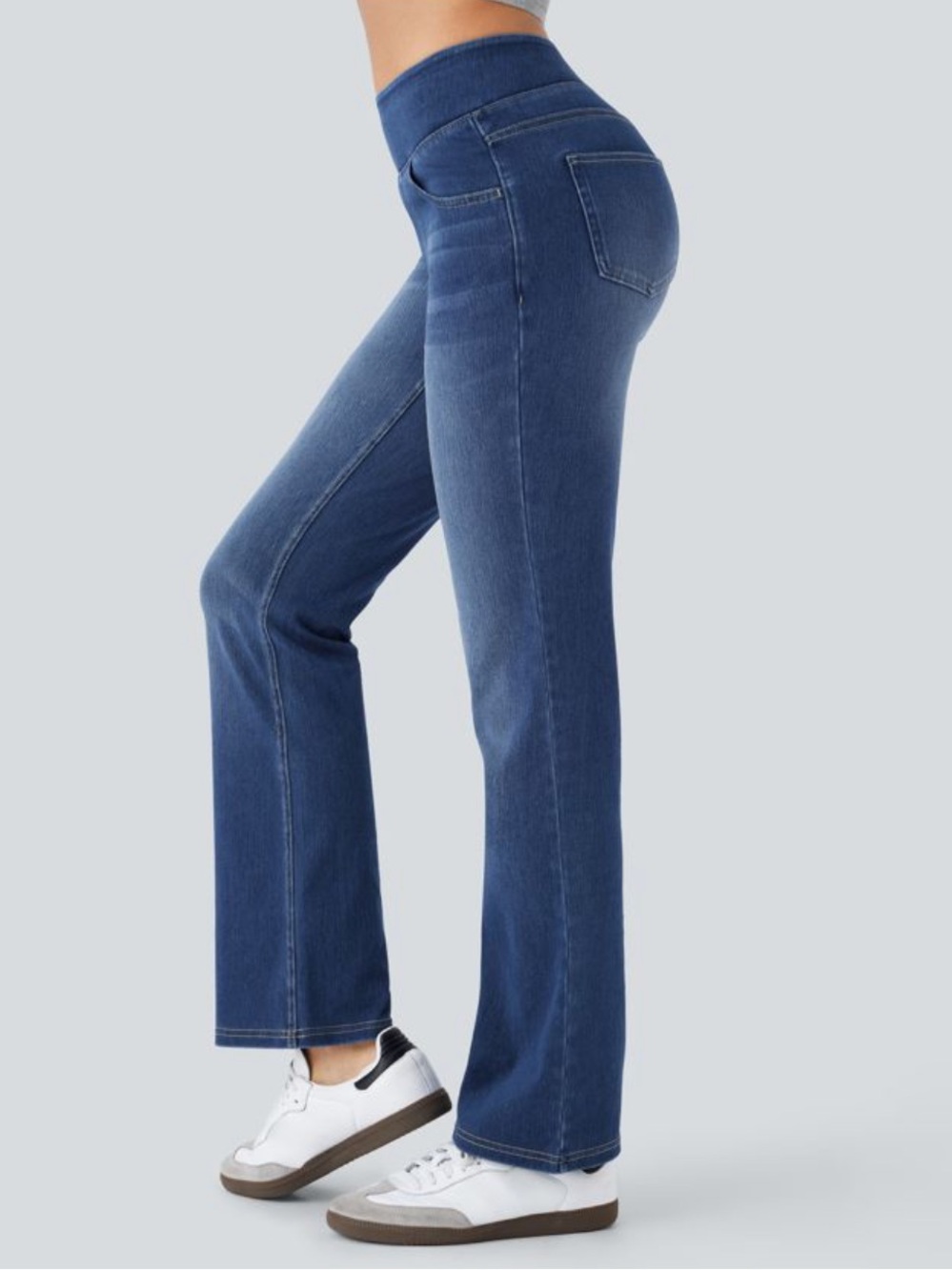 Halara Flex Denim High Waisted Bootcut Pull On Jeans Medium Wash Blue Med NWT